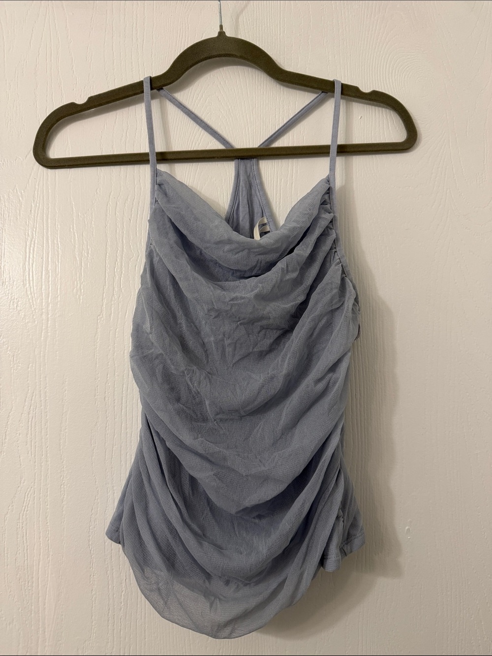 Anthropologie Light Blue Ruched Spaghetti Strap Top Whismical Tank